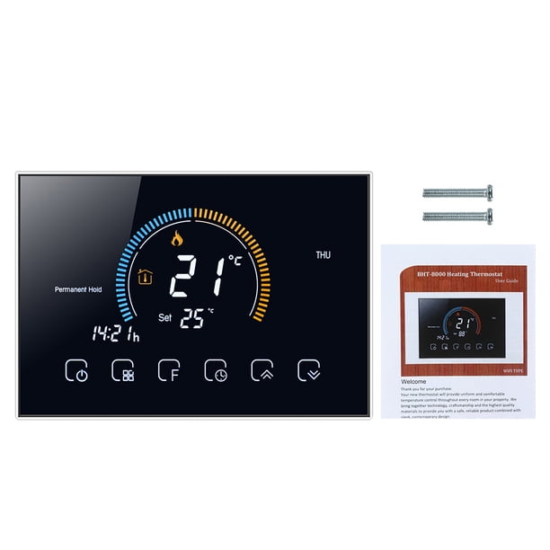 Bewildely Termostato de habitación programable LCD retroiluminado Controlador de temperatura de calentamiento de agua BHT-8000-GC Accesorios para electrodomésticos negro Bewildely HA001968-01B