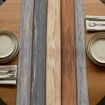 thumbnail image 5 of Farmhouse Haze Blue Brown 108 Inch Table Runner, Vintage Wooden Striped Farmhouse Dresser Scarf Cotton & Linen Tablerunner for Dining/Kitchen Island/Holiday Party Décor 13" x 108", 5 of 9