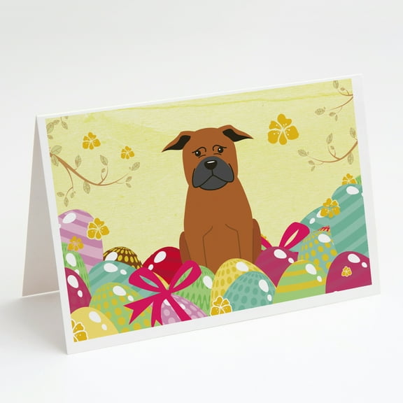 Easter Eggs Chinese Chongqing Dog Greeting Cards and Envelopes Pack of 8