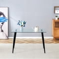 thumbnail image 4 of Tempered Glass Dining Table - Rectangular 130x80cm - 8mm Transparent Modern Design for 4 People, 4 of 8
