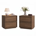 thumbnail image 6 of Treocho 2 Drawers Nightstand Set of 2, 18" Wood Finished w/Modern Concealed Handle, Walnut, 6 of 7