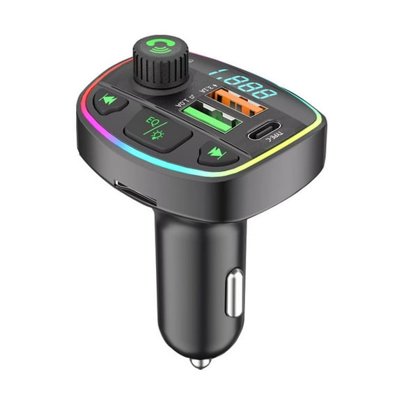Kieccall Universal Car Bluetooth MP3 Player - USB/SD Card Support With Voice Navigation & Voltage Monitoring, Cool Lighting For In-Car Style