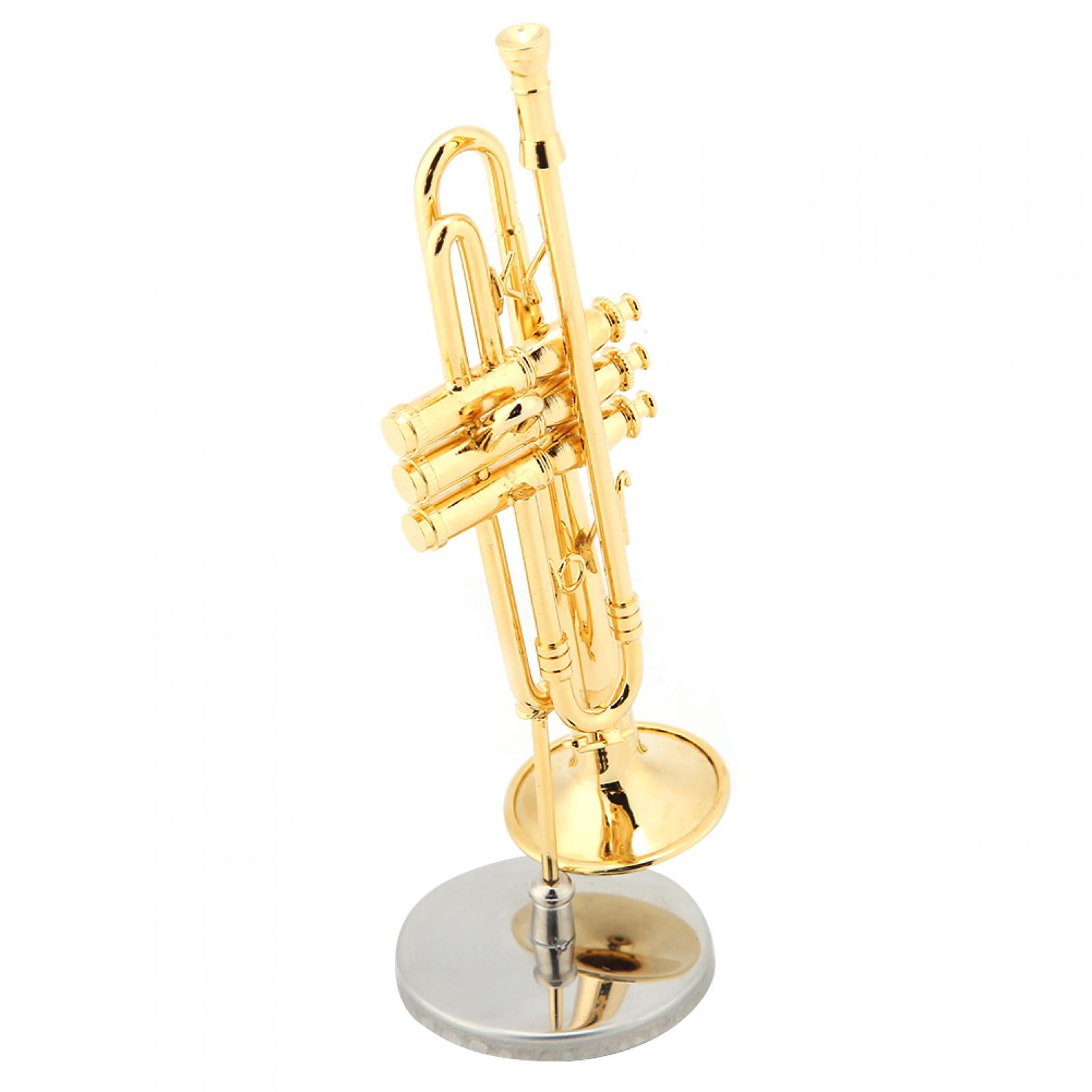 Bean Bag Filling Trumpet Model Instrument Ornaments, Musical Model, Miniature Instruments, Miniature Trumpet Replica Gold Plated Instrument Model for Music Room Decor Mini Craft