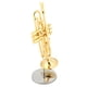 thumbnail image 5 of Réplica de trompeta en miniatura con soporte y estuche chapado en oro instrumento modelo adornos musicales, 5 of 8