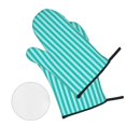 thumbnail image 2 of Oven Mitts and Pot Holders Set, Baking 4-Piece Set for Kitchen for Outdoor BBQ Mitts Heat Resistant Cooking, Blue Lines Pattern, 2 of 8