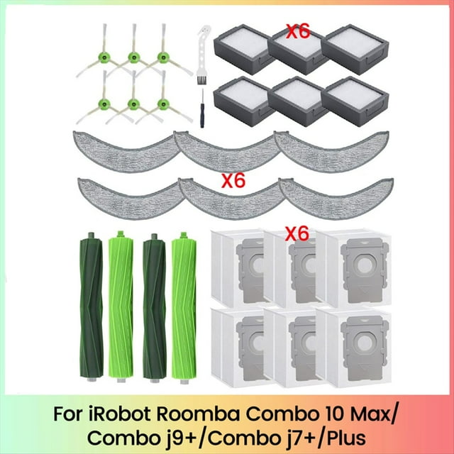 Para Combo 10 Max, Combo J9+, Combo J7+/Plus, Piezas de Aspiradora, Cepillos de Goma, Filtros de Mopa, Cepillos Laterales, Bolsas para Polvo