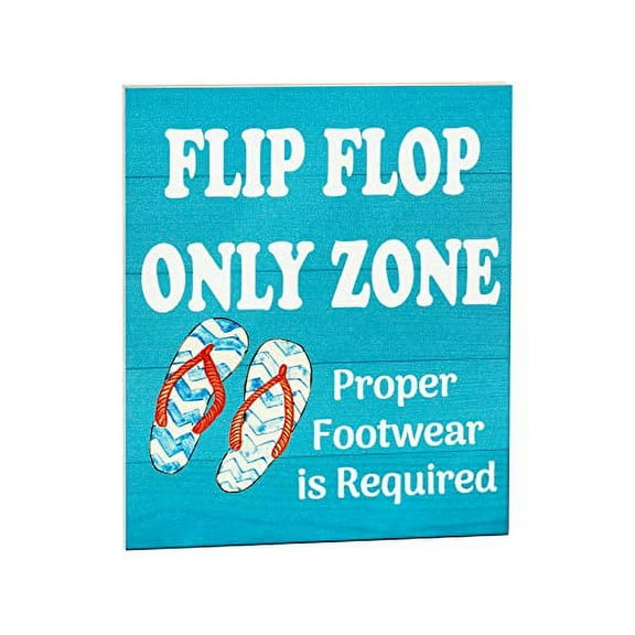 JennyGems Flip Flop Sign, Beach Wall Decor, Pool Decor Beach House Decor Pool Signs, Beach Patio Wall Decorations, Beach Decor Beach Signs Coastal Farmhouse Decor (Flip Flop Zone)