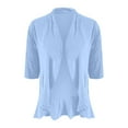 thumbnail image 2 of Baberdicy Cardigan Sweater Ladies Fashion Casual Solid Color Three Quarter Sleeve Sleeve Cardigan Short Small Coat Women's Cardigans Blue, 2 of 9