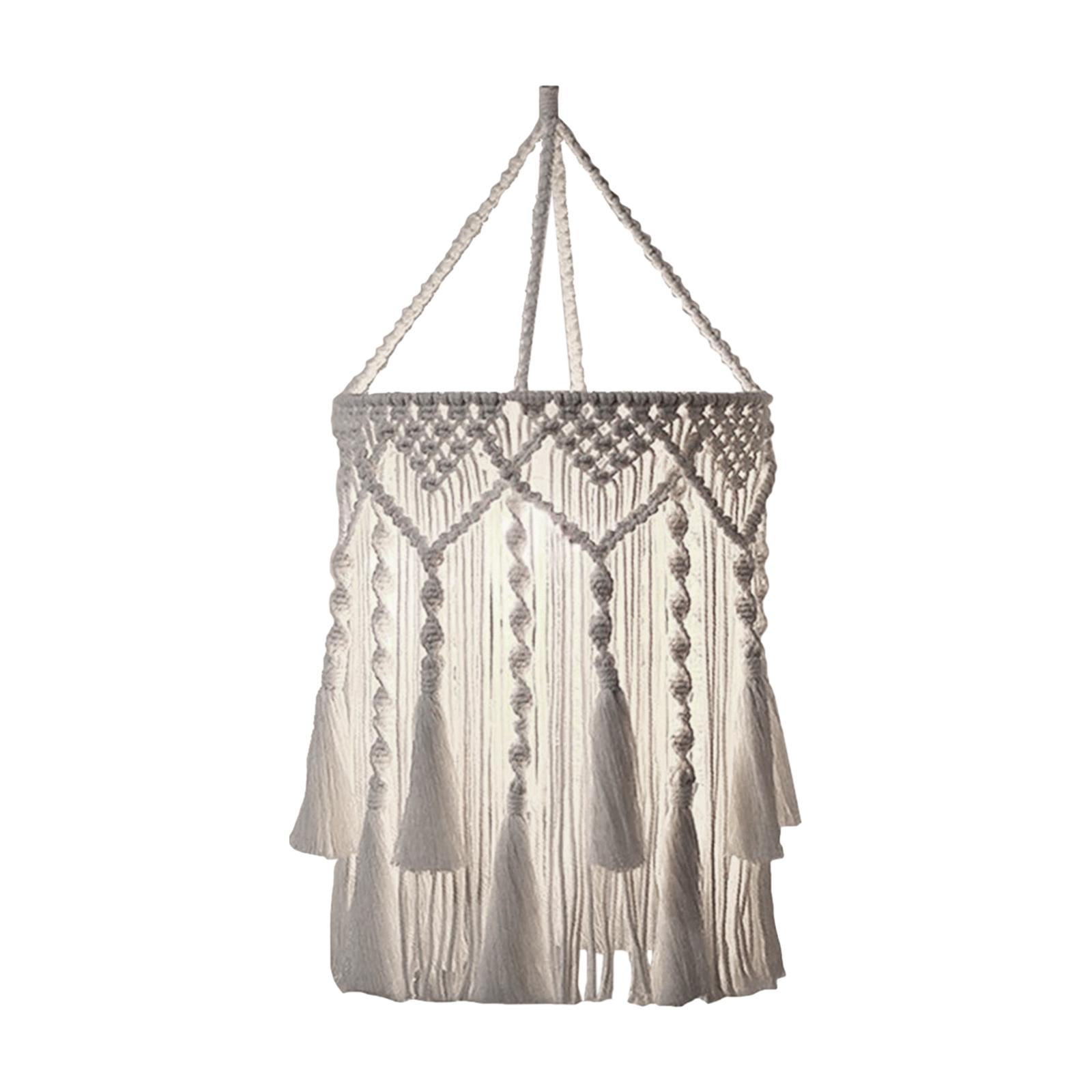 EHJRE Macrame Lamp Shade Boho Hanging Pendant Light Cover Light Fixtures Cover Ceiling Light Shade for Living Room Office Festival , A 30cmx75cm