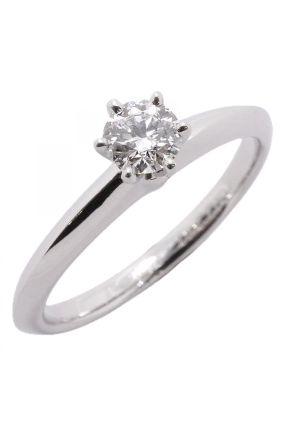 Pre-Owned Tiffany & Co. Solitaire Ring, 1PD (One Diamond), Pt950 Platinum, 0.22ct Diamond, Size...
