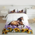 thumbnail image 2 of Homewish 3D Racing Horse Queen Comforter Set for Women, Vibrant Rustic Sunflower Bedding Sets, Hippie Western Animal Bedding Comforter Set, Super Cozy Room Decor, 3 Pieces, 2 of 8