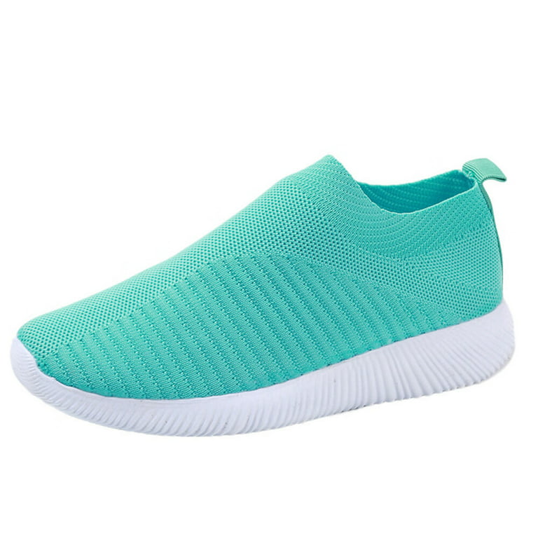 Ladies Green Mesh Trainer with Contrasting Sole