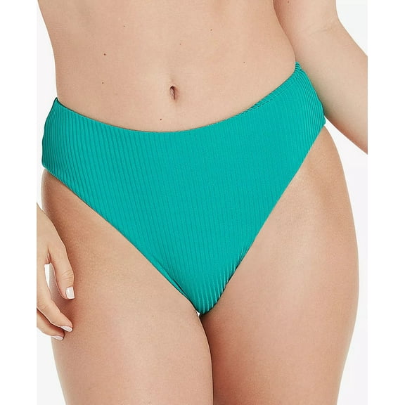 Volcom Junior's Simply Rib Retro Bikini Bottoms Swimsuit Teal Size Large