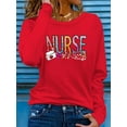 thumbnail image 6 of Women'S Nurse Themed Graphic Long Sleeve T-Shirt - Stretchy Crew Neck Pullover with Print, Casual Spring/Summer Vacation Top, Machine Washable, 6 of 9