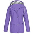 thumbnail image 2 of Outfmvch jackets for women Plus Waterproof Outdoor Hooded Rain Size Rain Jacket Windproof womens tops cardigan for women Purple, 2 of 3