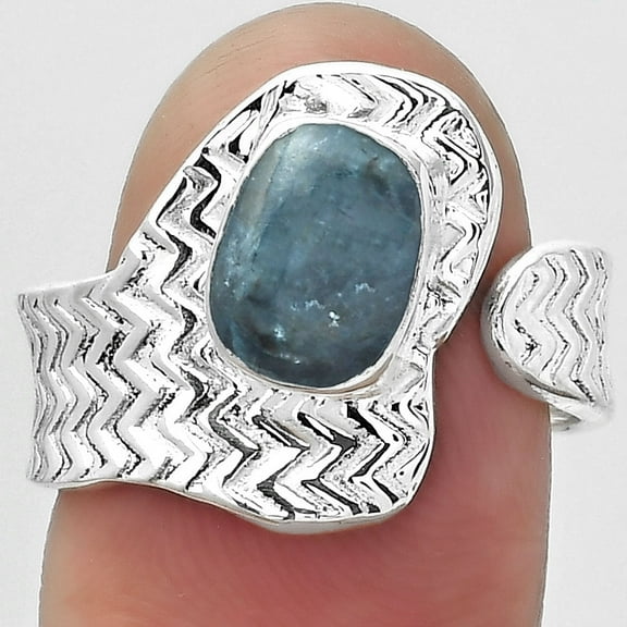 Desiregem Adjustable - Blue Apatite - Madagascar 925 Silver Adult Women Ring s.8 Jewelry SDR152398