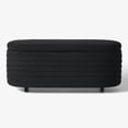 thumbnail image 5 of WestinTrends 42" Wide Mid-Century Modern Upholstered Teddy Sherpa Tufted Oval Storage Ottoman Bench, Black, 5 of 7