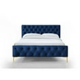 thumbnail image 6 of Omax Decor France Wood and Fabric Upholstered Queen Platform Bed in Blue, 6 of 7