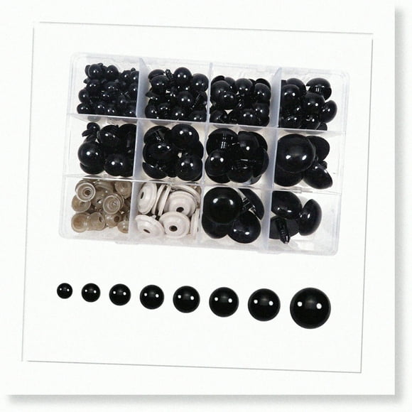 AmiGuard 150pcs Jumbo Safety Eyes Kit - Vibrant Black Plastic Eyes with Washers for Amigurumi, Crochet, and Stuffed Animal Crafts