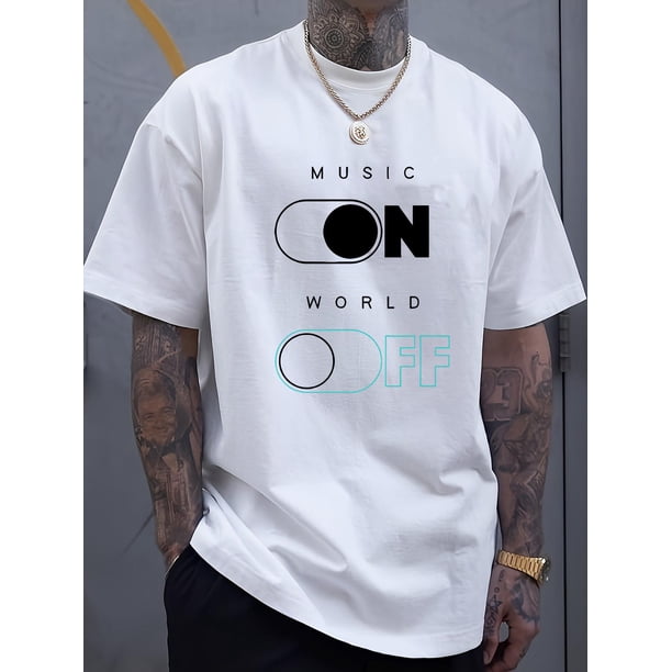 Music switch print tee shirt, Tees for Men, Casual Short Sleeve T-shirt for summer