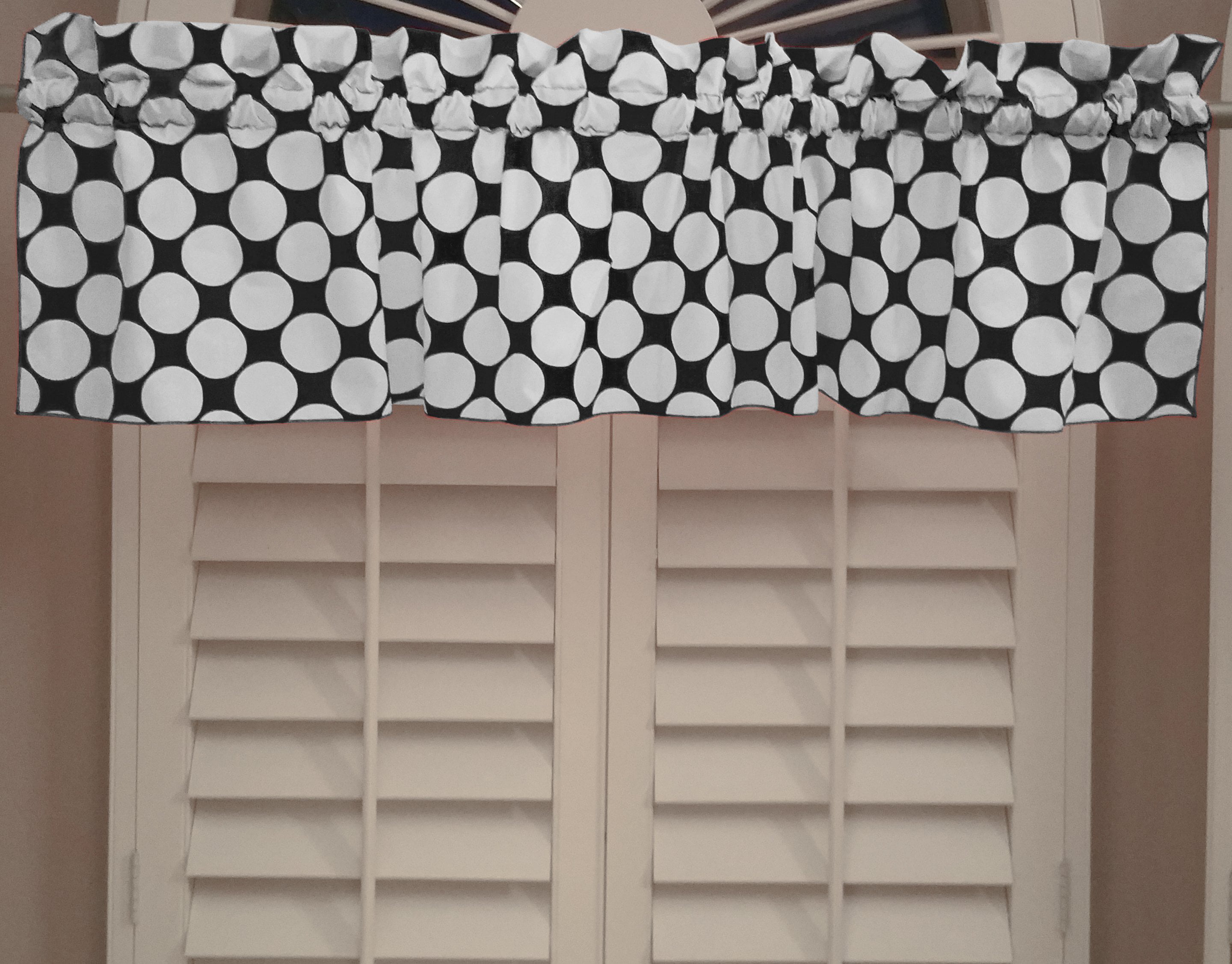 lovemyfabric White Polka Dots/Spots on Red Print 3-Piece Curtain/Valance Set 