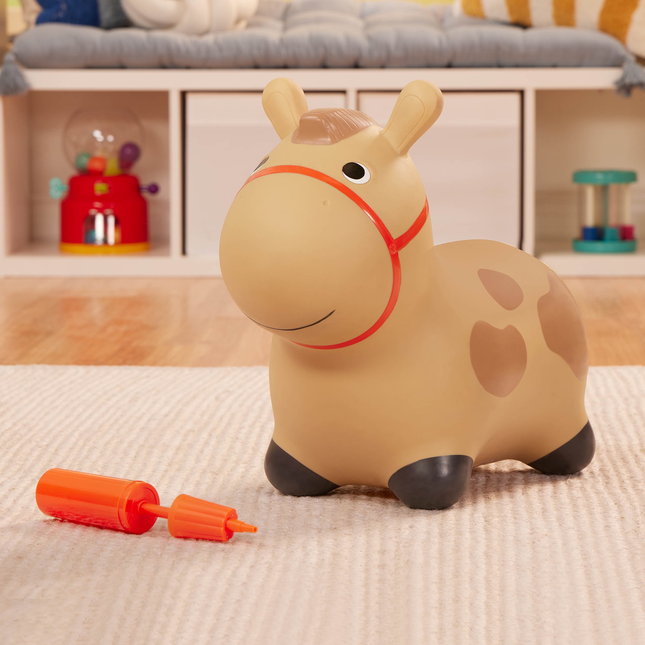 Battat Hoppin’ Pony Inflatable Bouncy Animal Ride-on, Preschool Toys for Toddlers 18 months +