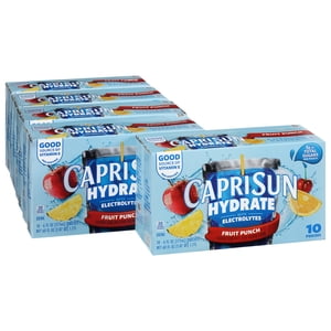 Capri Sun Hydrate Fruit Punch with Electrolytes, 6 oz Pouches, 40 Count