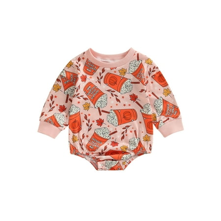 

jaweiwi Baby Toddler Romper for Girls Boys 0 3 6 12 18 Months Long Sleeve Crew Neck Ghost Flower Pumpkin Fall Bodysuit Halloween Clothes