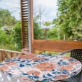 thumbnail image 2 of Ambesonne Rose Pattern Fitted Round Tablecloth, Fantasy Dreamy Flowers, 36"- 40" Diameter, Pale Vermilion Dark Blue, 2 of 5
