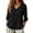Black, variant on Boho Tops for Women 3/4 Sleeve Loose Casual V Neck Embroidered Shirt Lightweight Summer Blouses