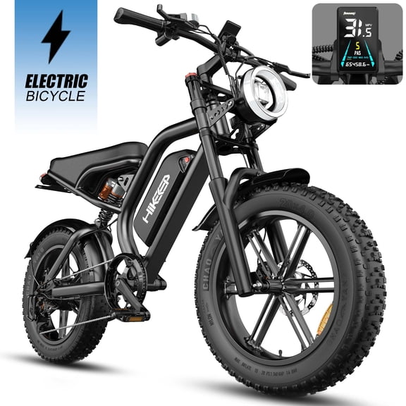 HiKeep Electric Bike for Adults, Class 3 28 MPH, 750W Fat Tire Ebike, 48V 15.6Ah 748.8Wh Battery, 20 x 4 Inch, Full Suspension, UL2849