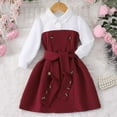 thumbnail image 5 of Girls Holiday Long Sleeve Dresses Round Neck Tiered Kids Party Casual Fall Dress A-line High Waist Vintage Dress for Girl Red 10-11 Years, 5 of 7