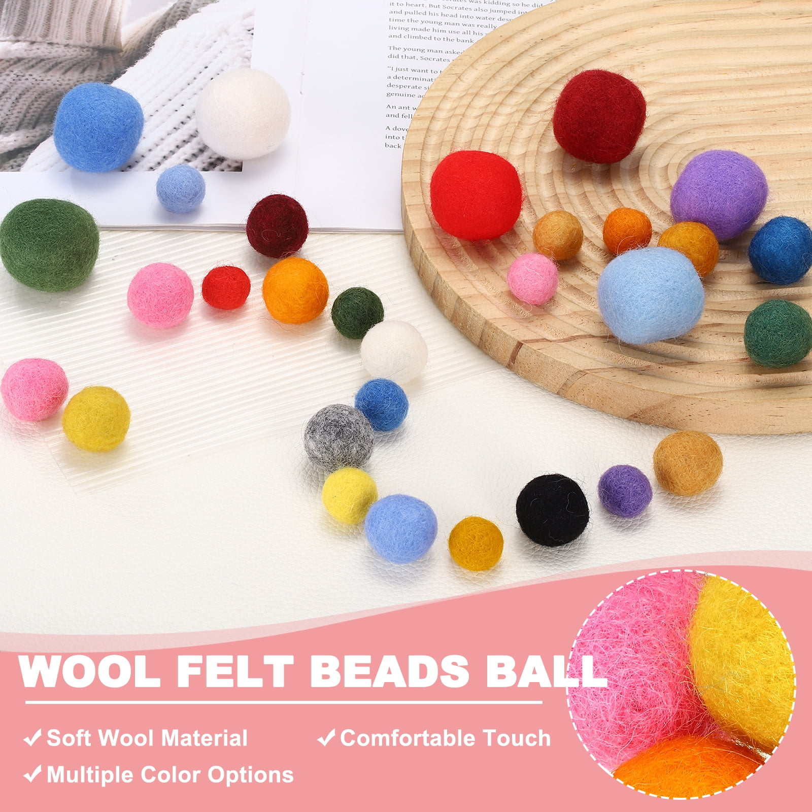 Uxcell 3cm/1.2" Wool Felt Beads, 25 Pcs Natural Wool Felt Bead Balls Handmade Pom Poms for Craft DIY Projects Felting Garland Home Decor Dream Catcher Party Pompom, Green