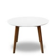 thumbnail image 3 of CoSoTower Contemporary Dining Table with Smooth White Finish and Solid Wood Base 43" Diameter X 29.5" H Kitchen Dining Room Circle Dinner Pedestal Table, 3 of 9