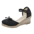 thumbnail image 2 of Sandales à Plateforme Bout Fermé pour Femmes Été Bride Cheville Espadrilles Compensées, 2 of 6