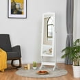 thumbnail image 5 of Gymax Mirrored Jewelry Cabinet Armoire Storage Organizer w/Drawer & Led Lights White, 5 of 10