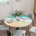 thumbnail image 5 of Teal Beach Round Tablecloth for 36-44 Inch Tables, Fitted Table Cover with Elastic Edge, Summer Ocean Coastal Nautical Seaside Waterproof Outdoor Table Cloth Protector for Patio Garden Dinner Picnic, 5 of 9