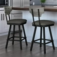 thumbnail image 3 of Home Square 2-Piece 30.5" Faux Leather Swivel Bar Stool Set in Medium Gray/Black, 3 of 4