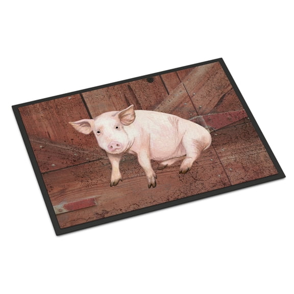 Carolines Treasures SB3072JMAT Pig at the barn door Doormat 24x36 36"L x 24"W multicolor