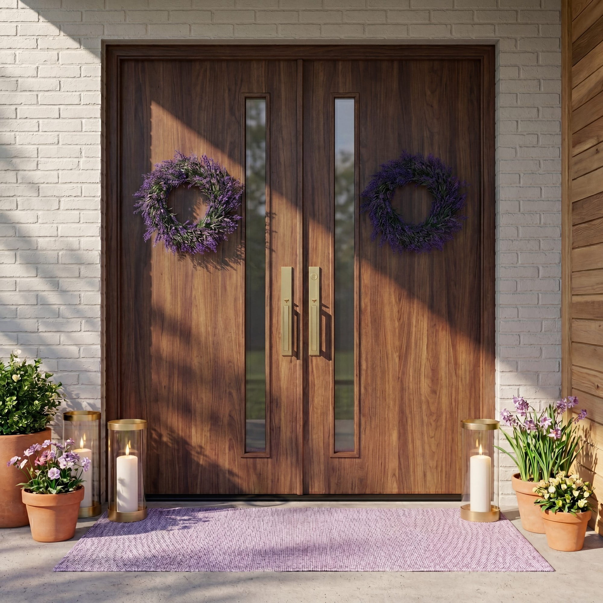 18in. Artificial Lavender Wreath - Set of 2