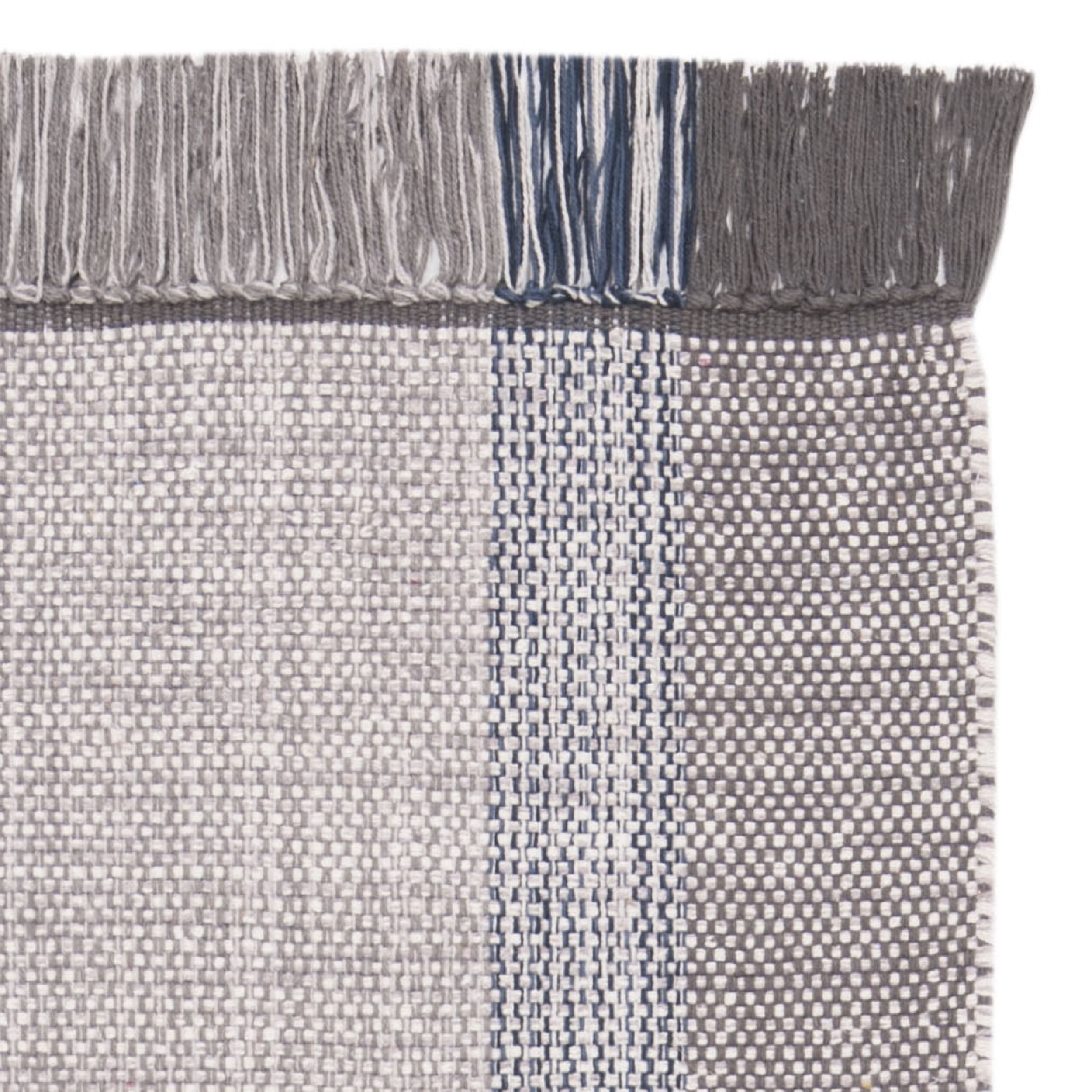 SAFAVIEH Montauk Sharlene Solid Striped Cotton Runner Rug, Blue/Grey, 2'3" x 7'