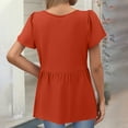 thumbnail image 2 of TQWQT Plus Size Tunic Tops for Women Babydoll Short Sleeve Peplum Tops Loose Solid Color Tees Blouse Puff Sleeve Tunic Top Maternity Clothes Saffron M, 2 of 5