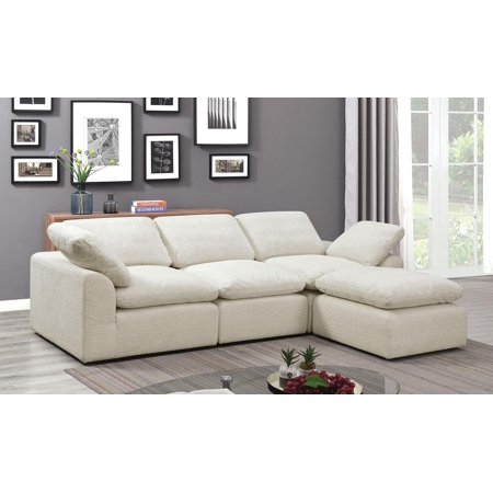 Contemporary Cream Chenille Sectional Sofa in 4pcs FOA CM6974BG-4SEAT Joel
