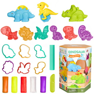1111Fourone DIY Dinosaur Kit Dinosaur Playdough Set With Dinosaur Molds  Color Playdough Mold Tool Set For Children 