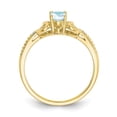 thumbnail image 2 of 10K Yellow Gold Ring Band with Stones (03) March Aquamarine Oval Blue Diamond Round, Size 5, 2 of 5