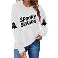 thumbnail image 4 of Hoodies for Women Ndbuld Women And Winter Casual Christmas Solid Round Neck Long Sleeve Pullover Blouse Sweatshirt White L, 4 of 8
