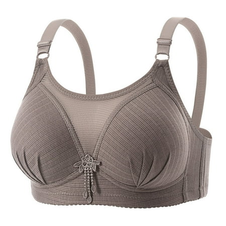 Hurxie Seamless Wireless Bra for Women with Support No Underwire Full Coverage Push Up Bras Coffee 44