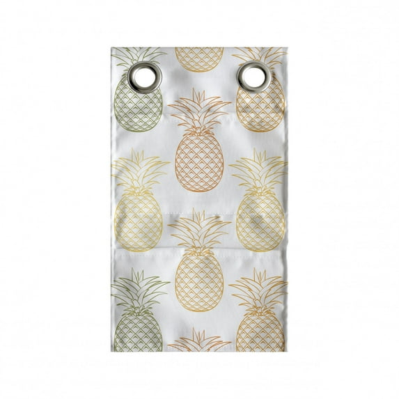 Pineapple Hanging Pocket Organizer, Continuous Exotic Fruits Graphic on Plain Background, Printed Polyester Storage Bag with Pockets, 9" x 16", Khaki Burnt Sienna