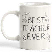 Designs ByLita 11 oz Best Teacher Ever White Plastic Coffee Mug