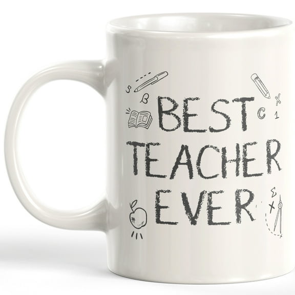 Designs ByLita 11 oz Best Teacher Ever White Plastic Coffee Mug
